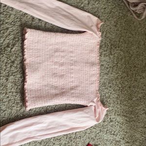 Off the shoulder bubblegum pink top